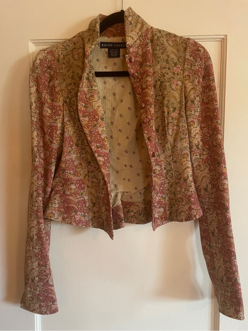 Ralph Lauren Rose-Paisley Shawl Collar Blazer